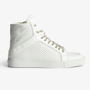 Zadig & Voltaire High Flash sneakers white perforated stars hightop size 38 NEW